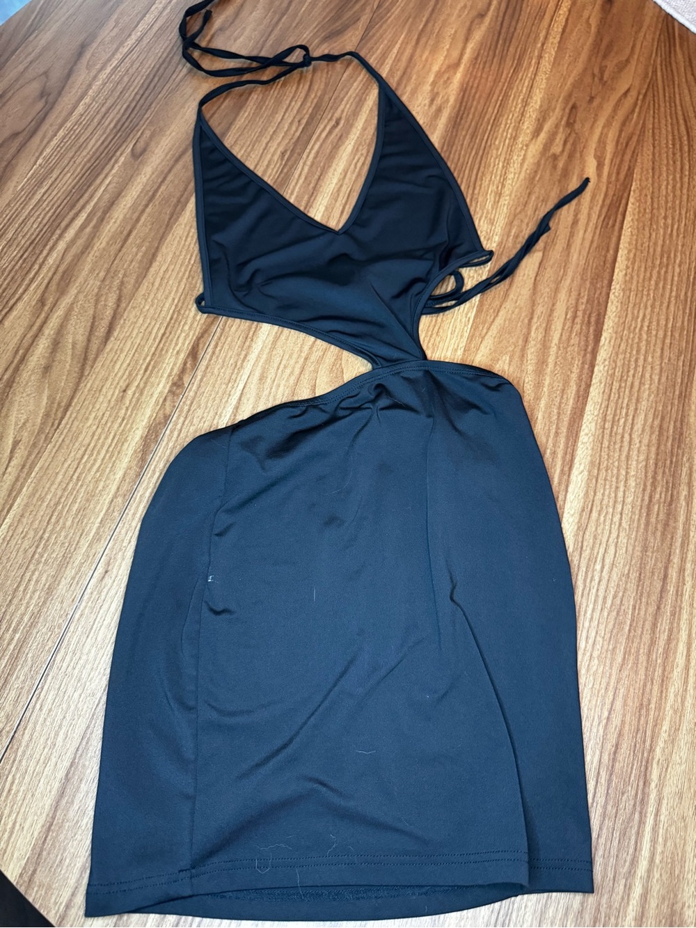 SHEIN Black Cutout Halter Mini Dress
